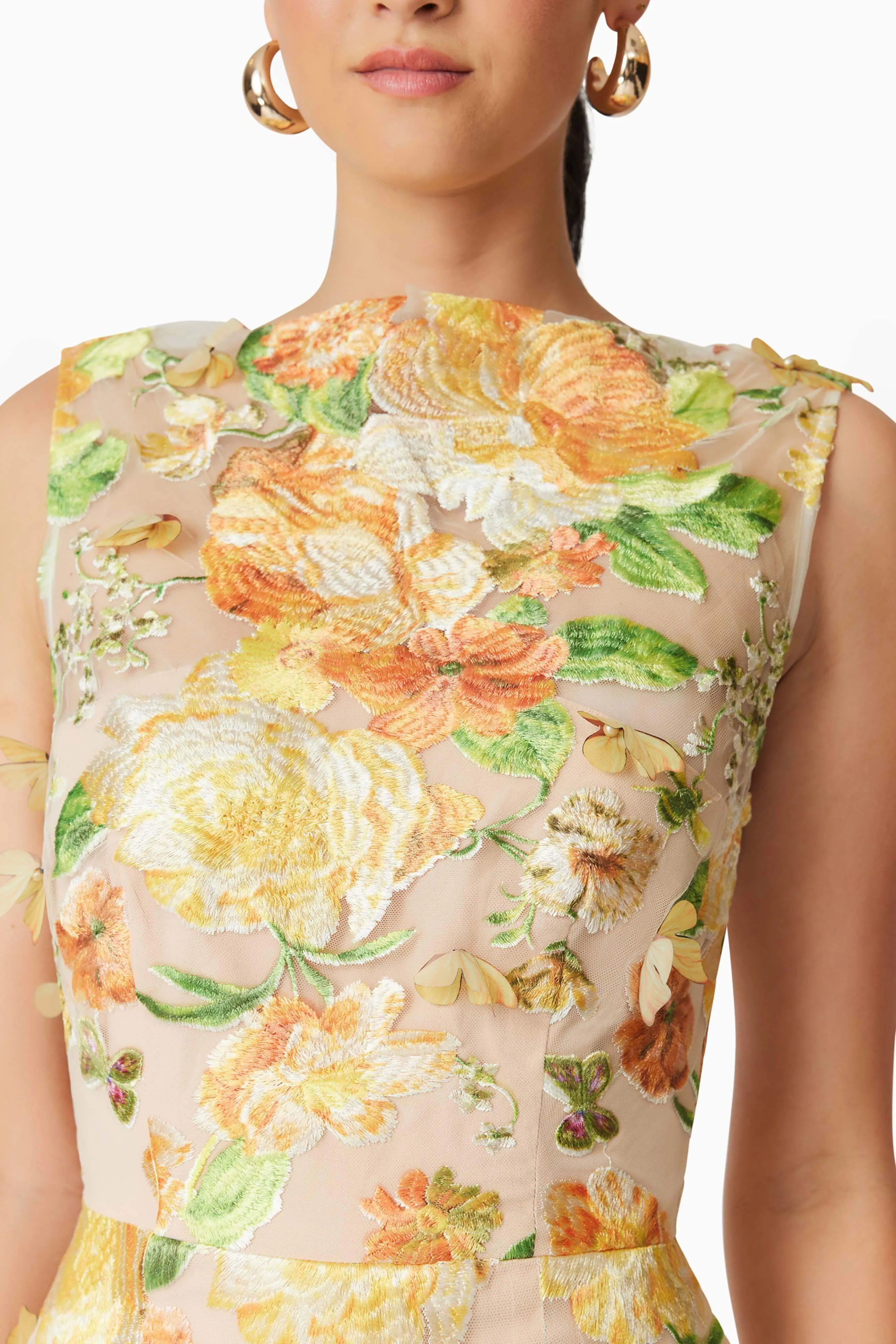 Aella Butterfly Midi Dress in Yellow