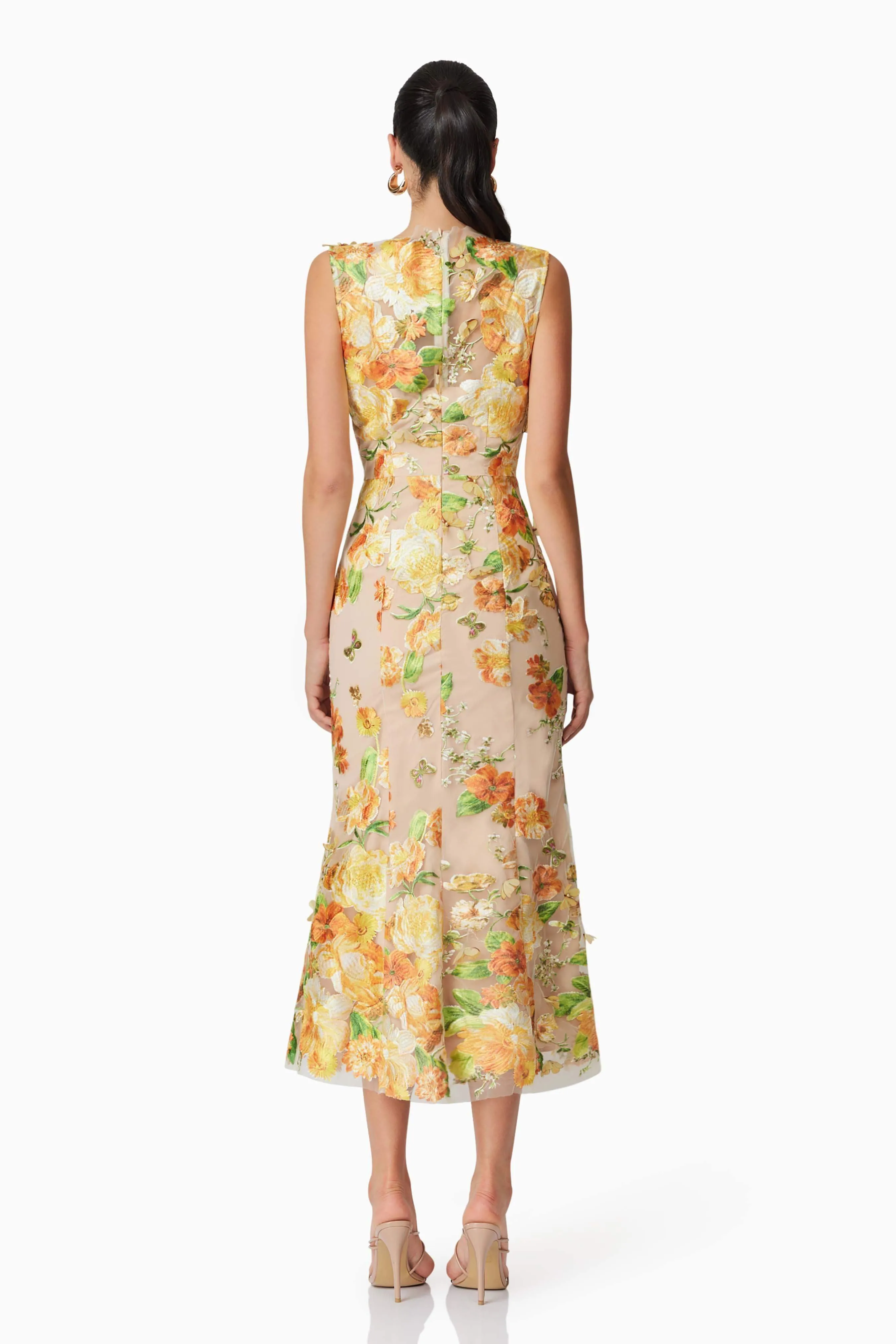 Aella Butterfly Midi Dress in Yellow
