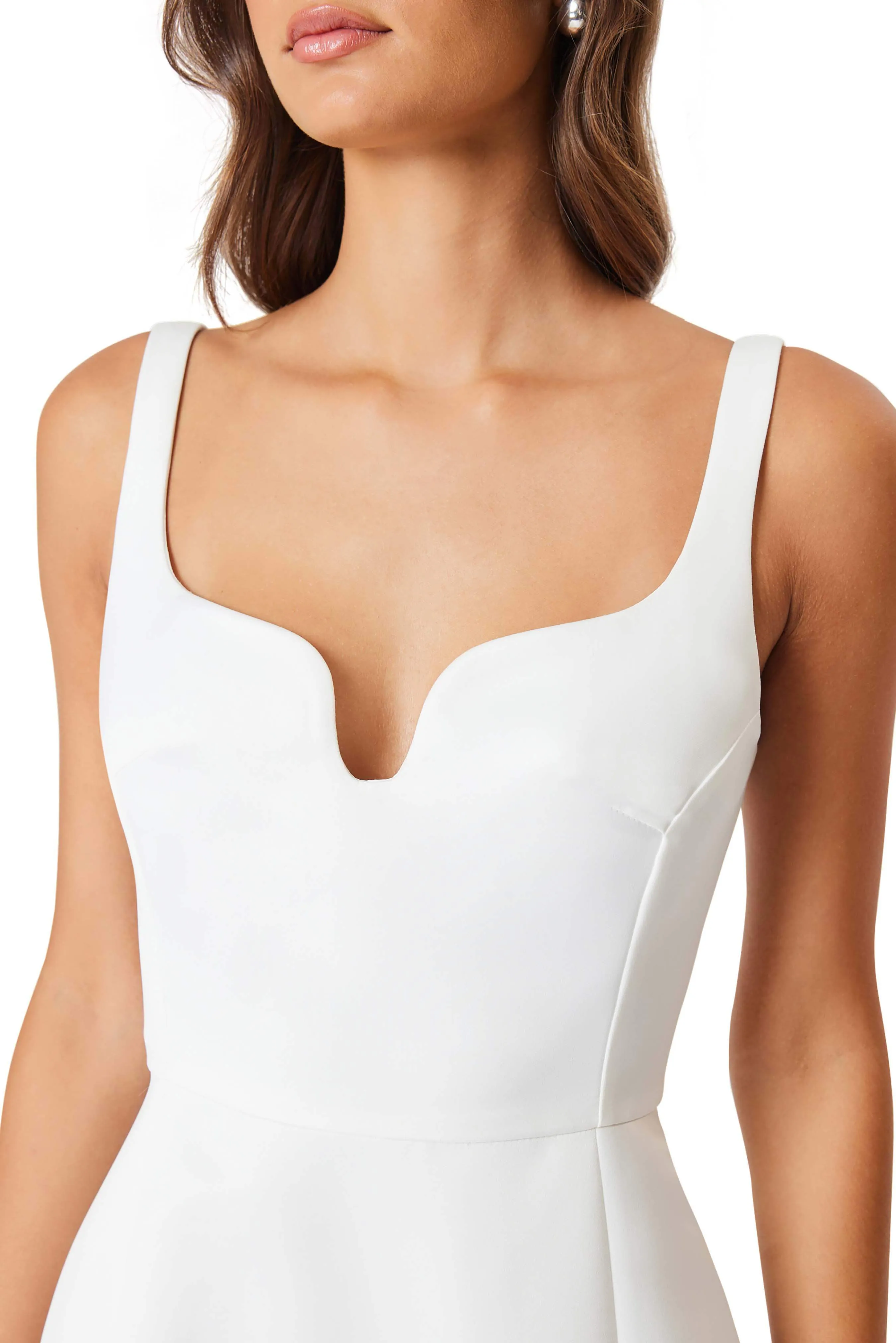 Alice Duchess Satin Midi Dress In White