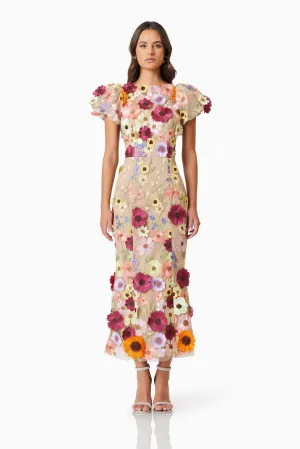 Astraea 3D Lace Maxi Dress In Pink