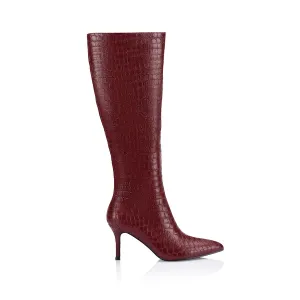 Bessie Tall Boots - Wine Croc
