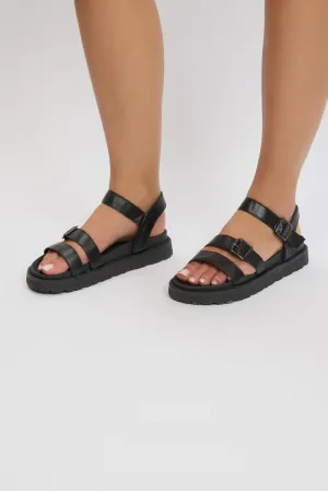 Black Strap Buckle Sandals
