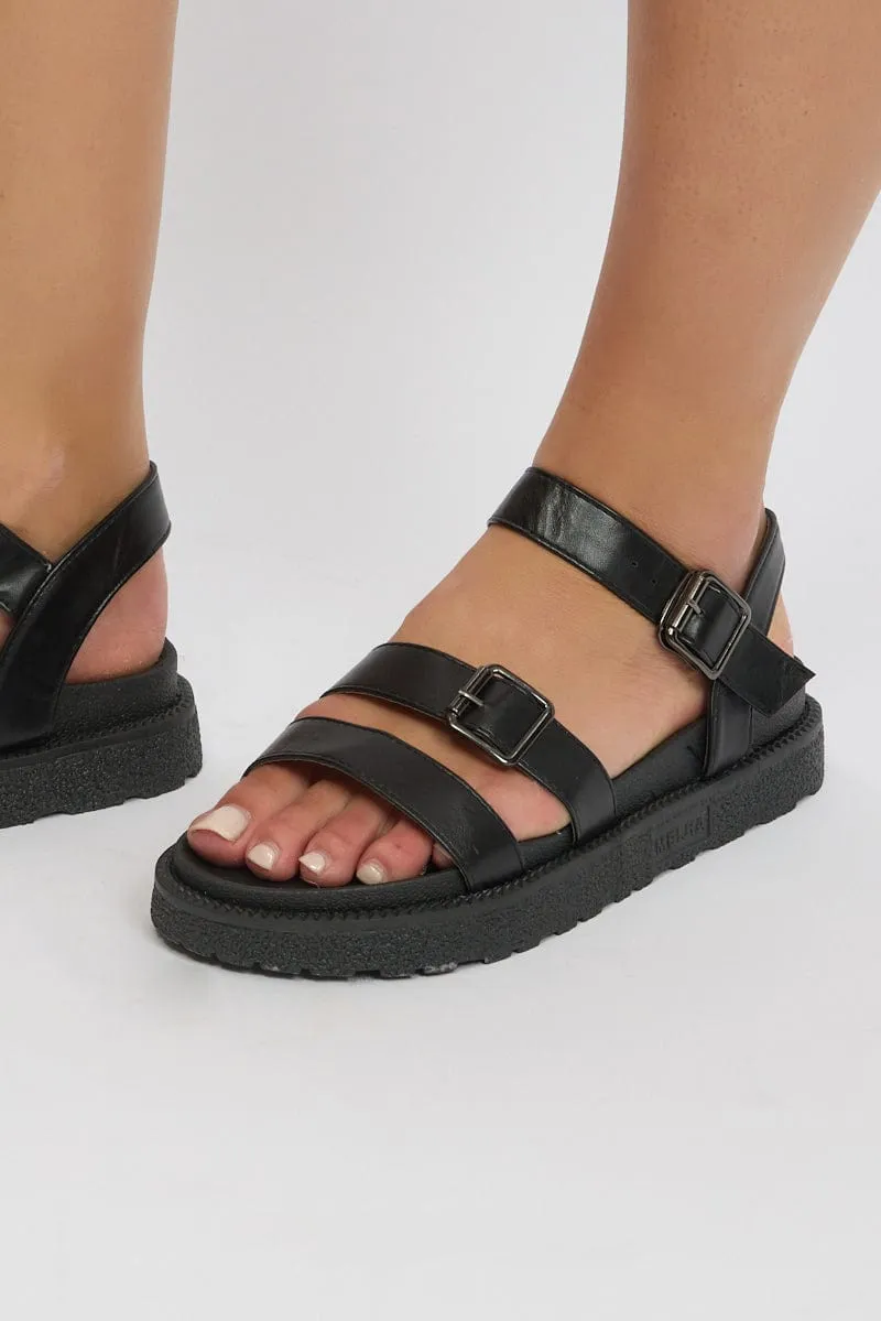 Black Strap Buckle Sandals