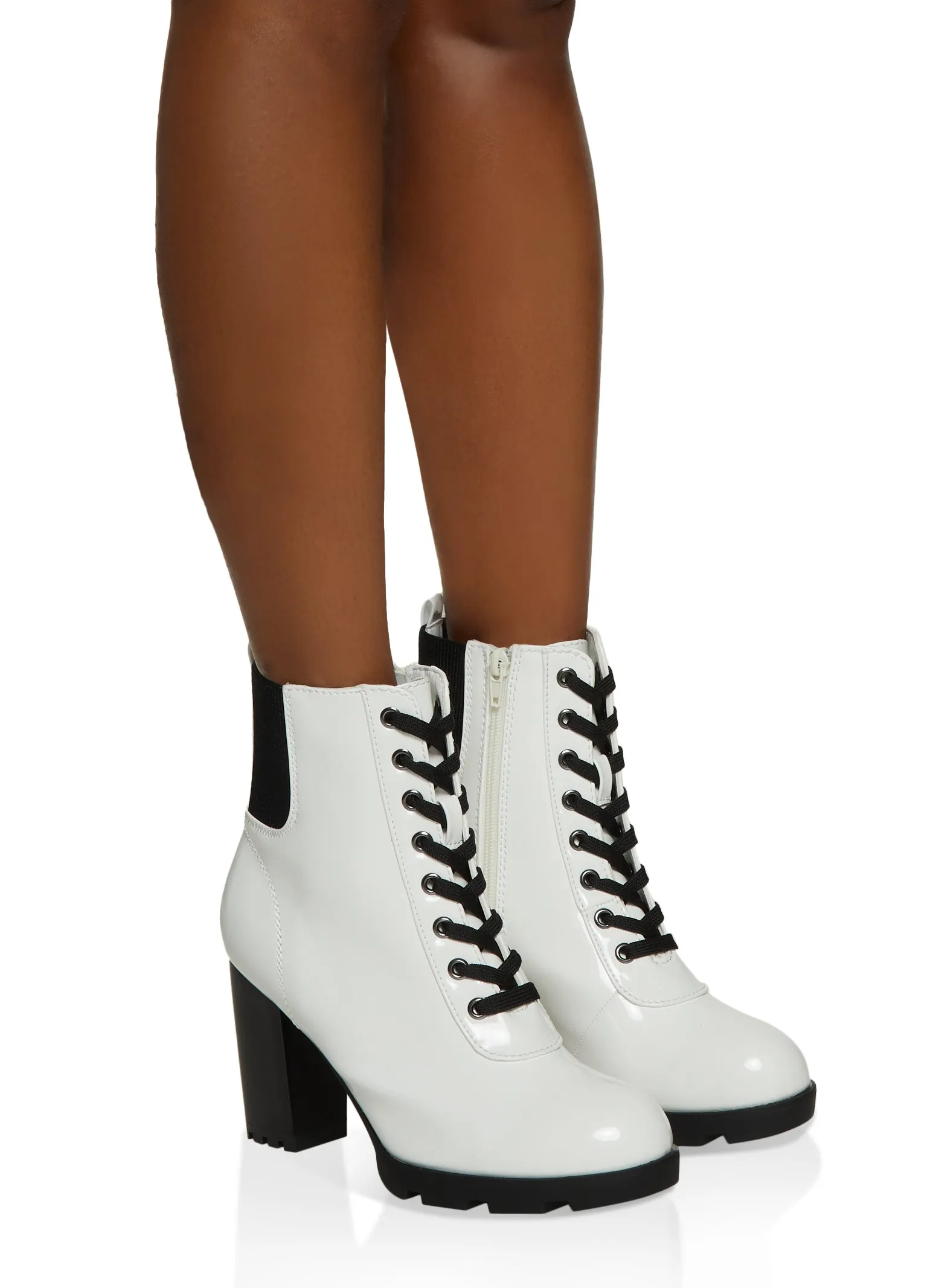 Block Heel Lace Up Booties