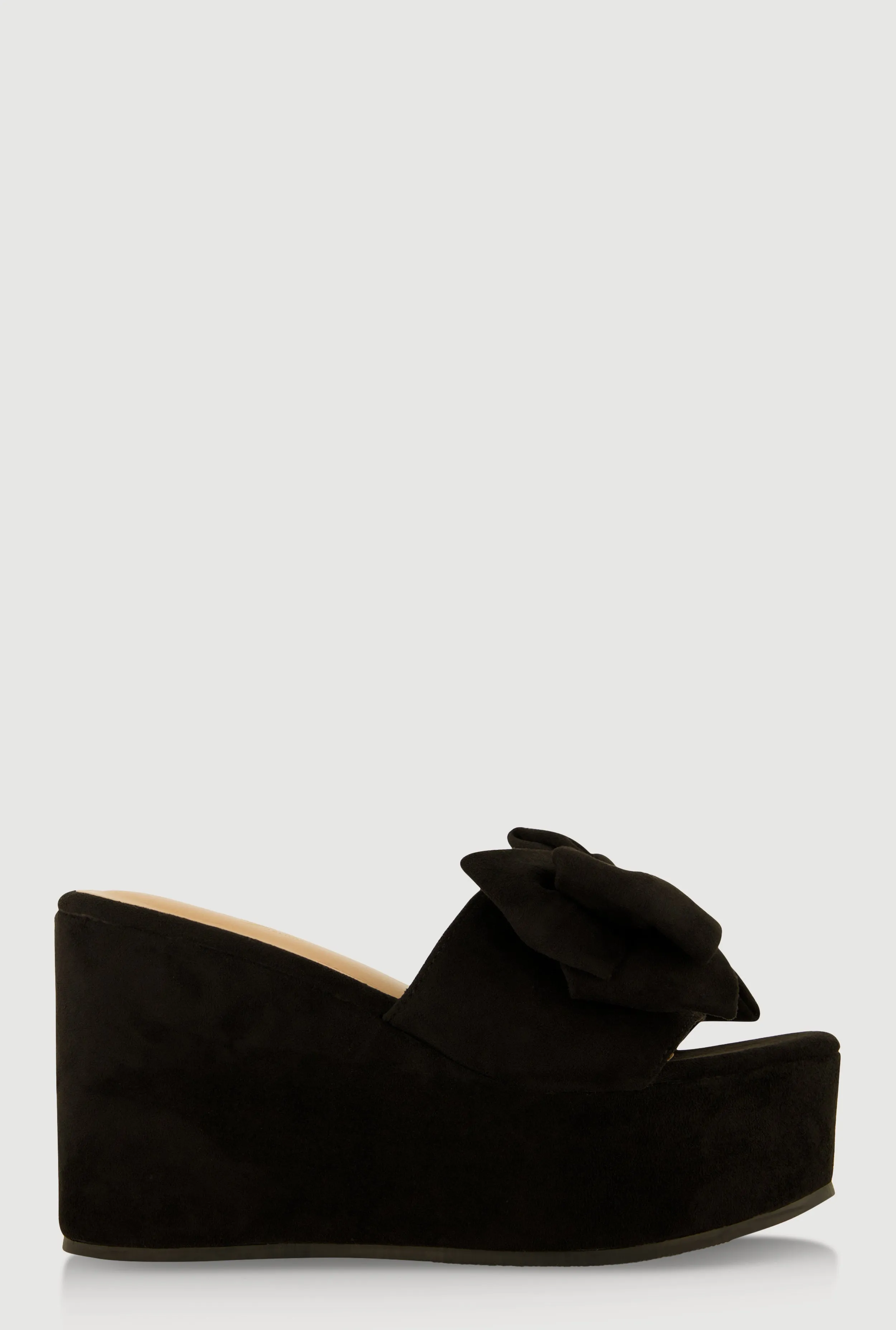 Bow Platform Wedge Slide Sandals