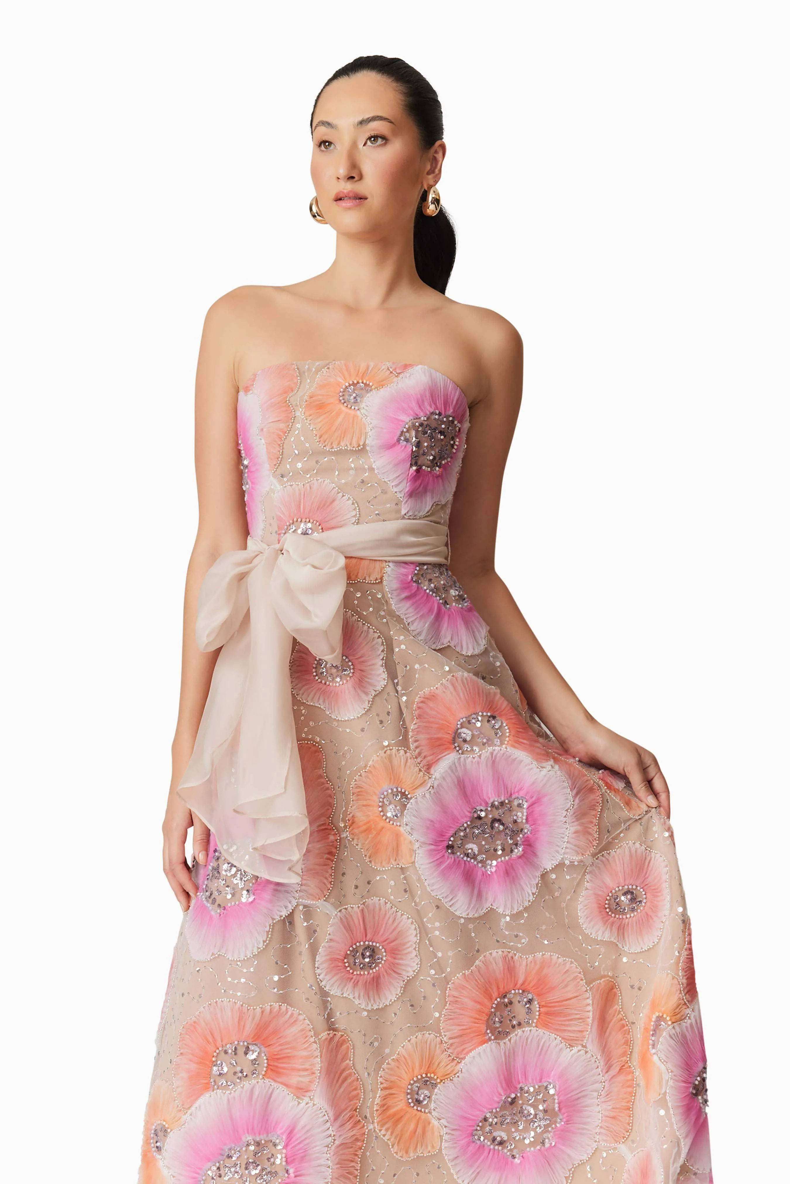 Brittany A-Line Midi Dress in Pink