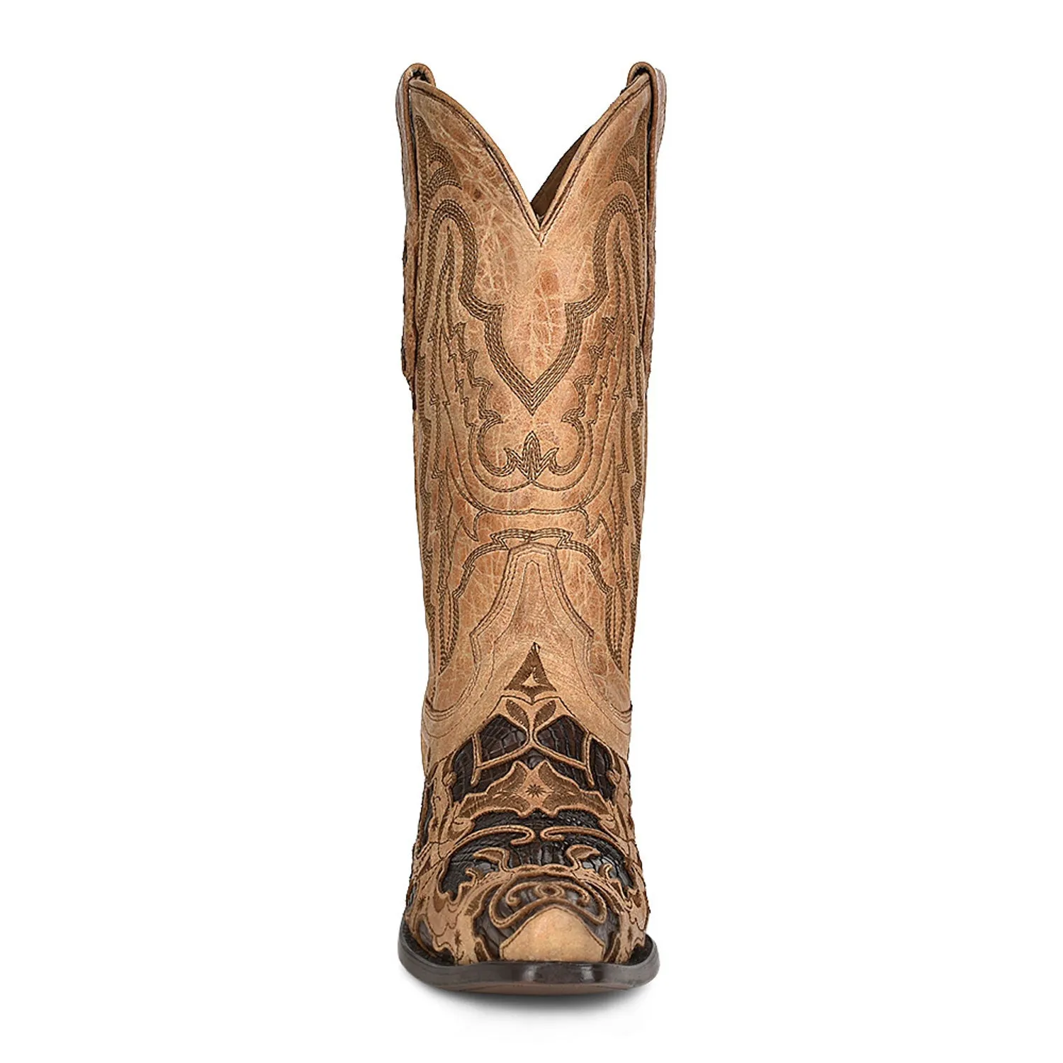 Corral Womens Inlay Snip Toe Chocolate Alligator Leather 12.5in Cowboy Boots