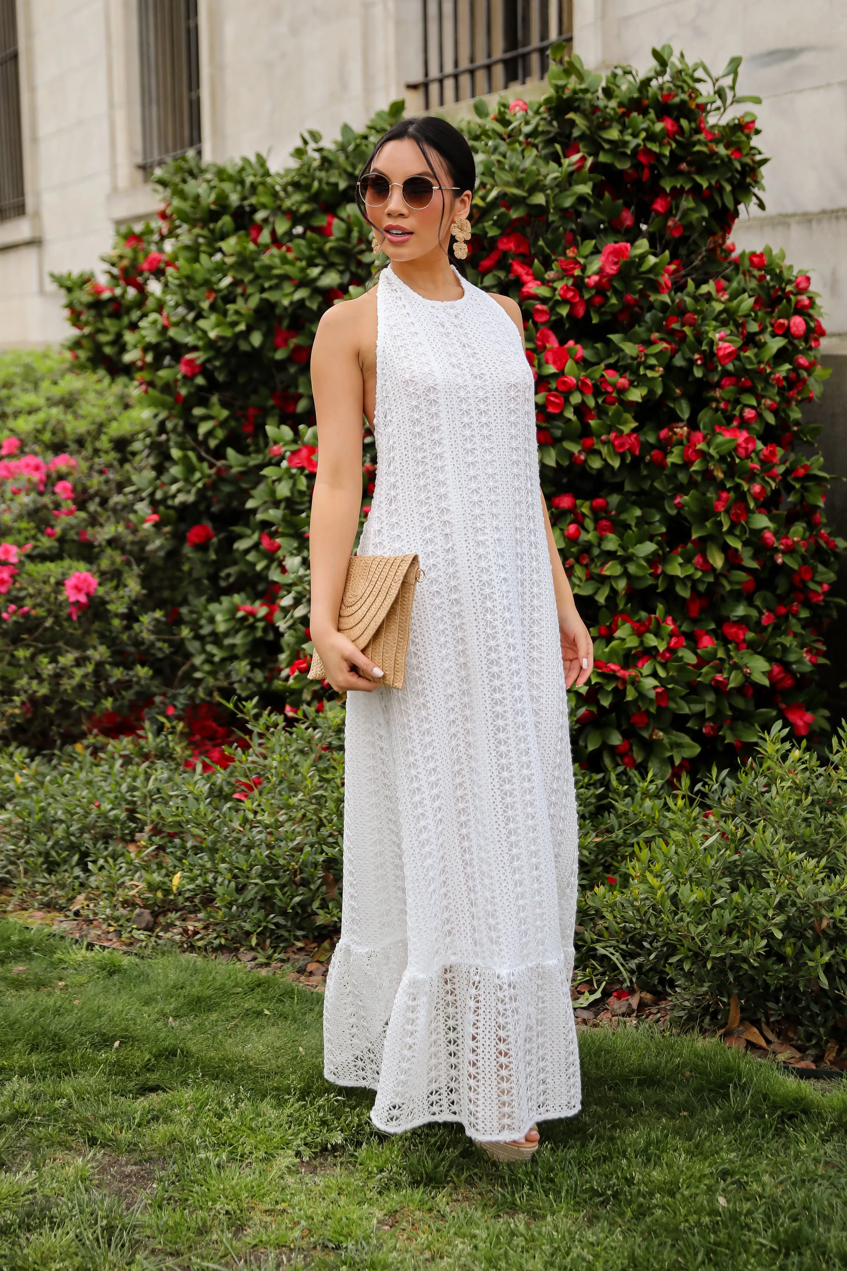 Divine Intentions Crochet Knit Halter Maxi Dress