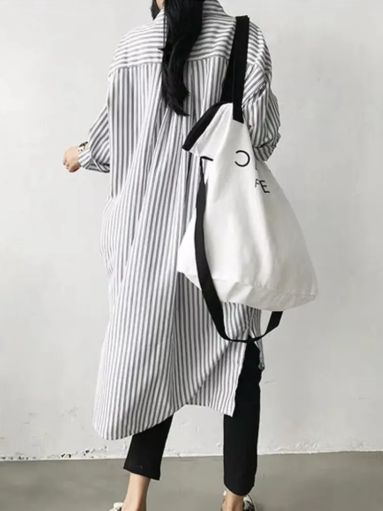 Fashion Mid-length Striped Shirt Skirt