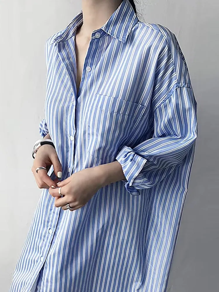 Fashion Mid-length Striped Shirt Skirt