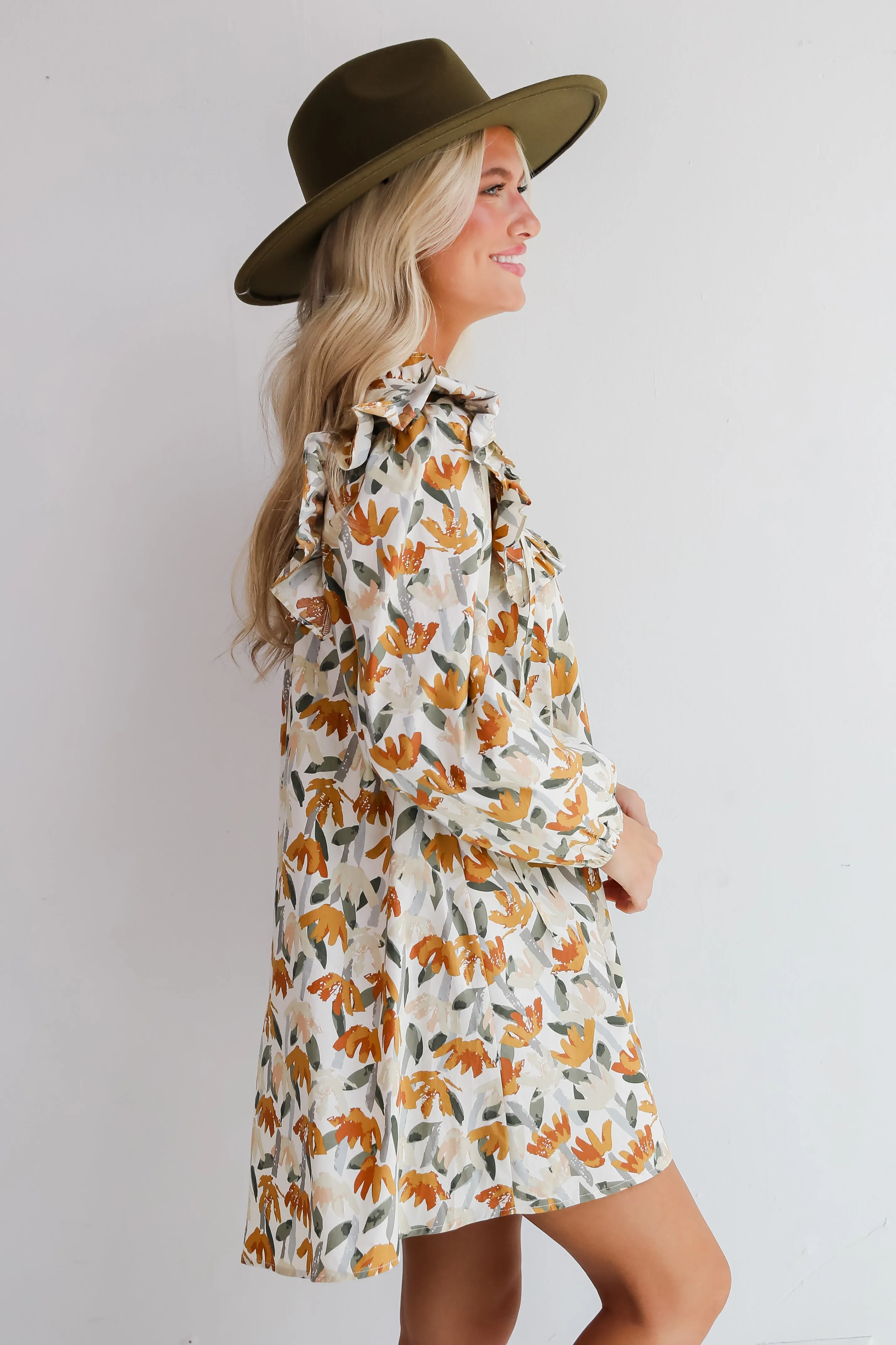 FINAL SALE - Delightful Crush Cream Floral Mini Dress