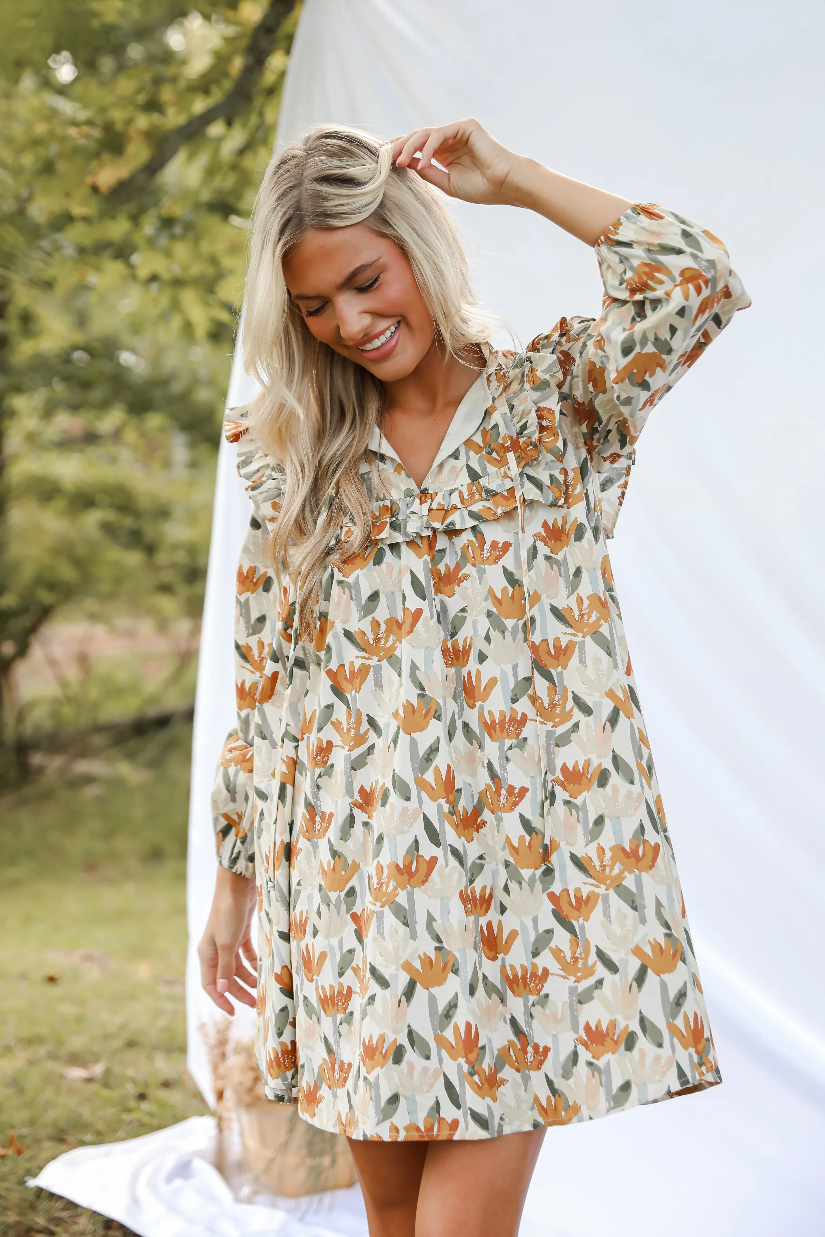 FINAL SALE - Delightful Crush Cream Floral Mini Dress
