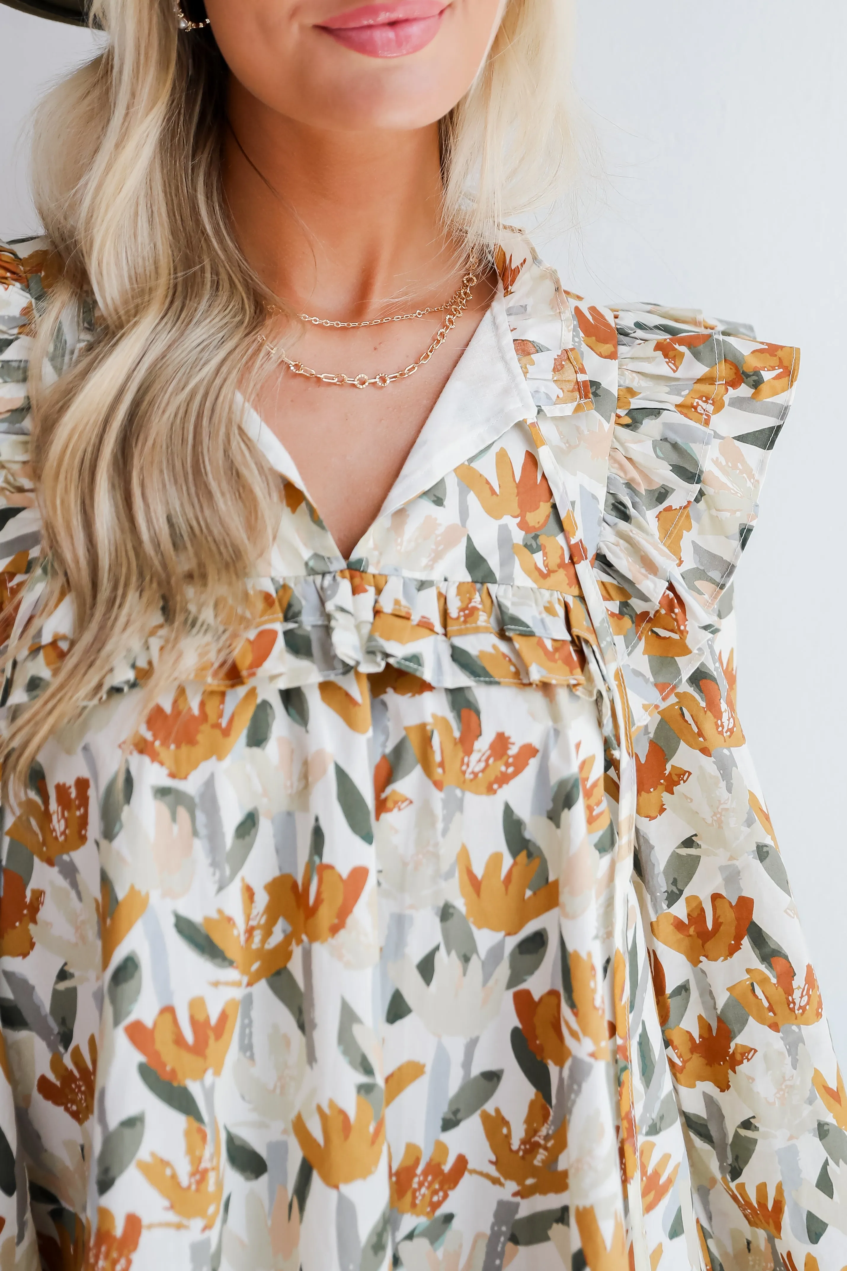 FINAL SALE - Delightful Crush Cream Floral Mini Dress
