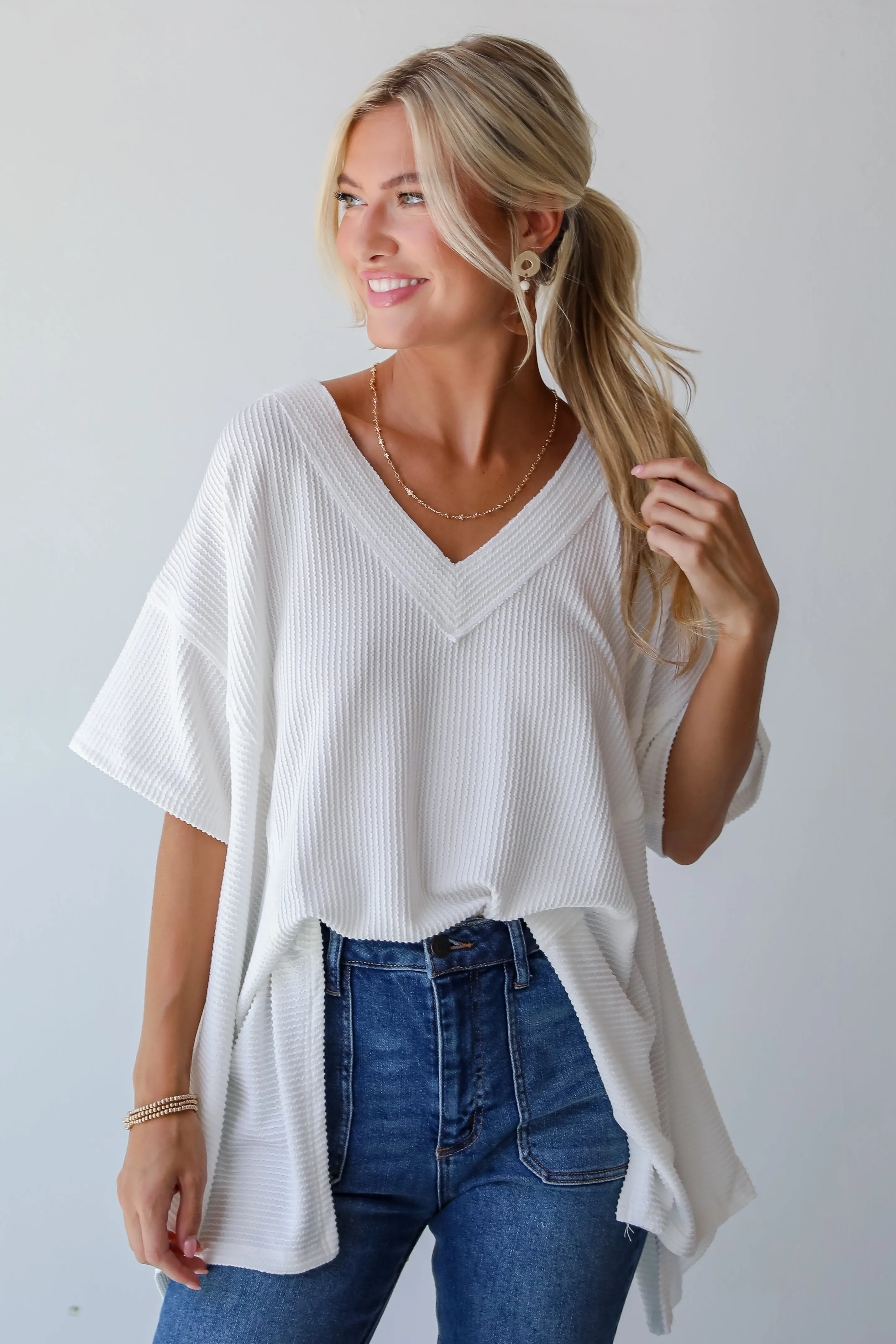 FINAL SALE - Essential Pick Off White Corded Top