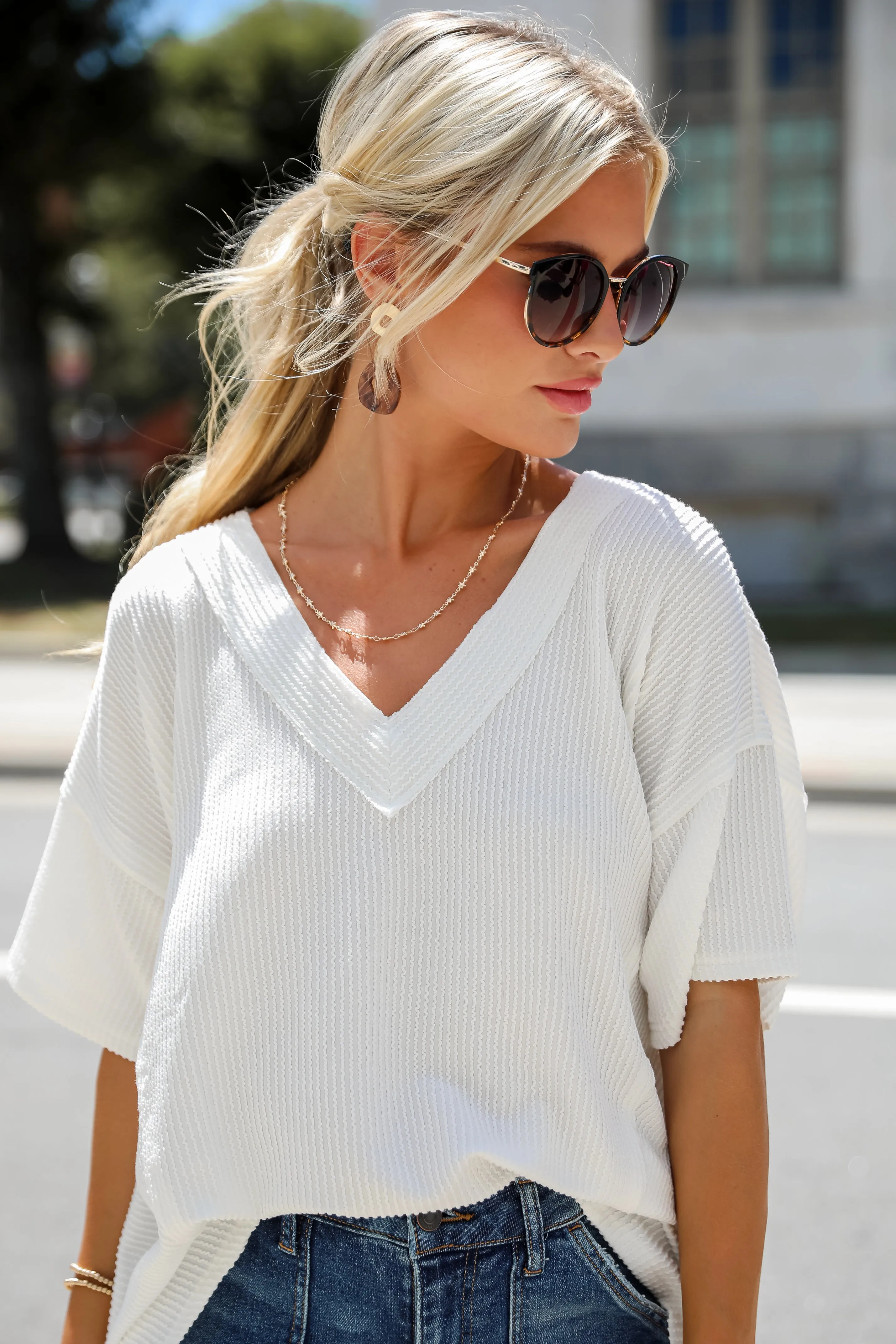 FINAL SALE - Essential Pick Off White Corded Top