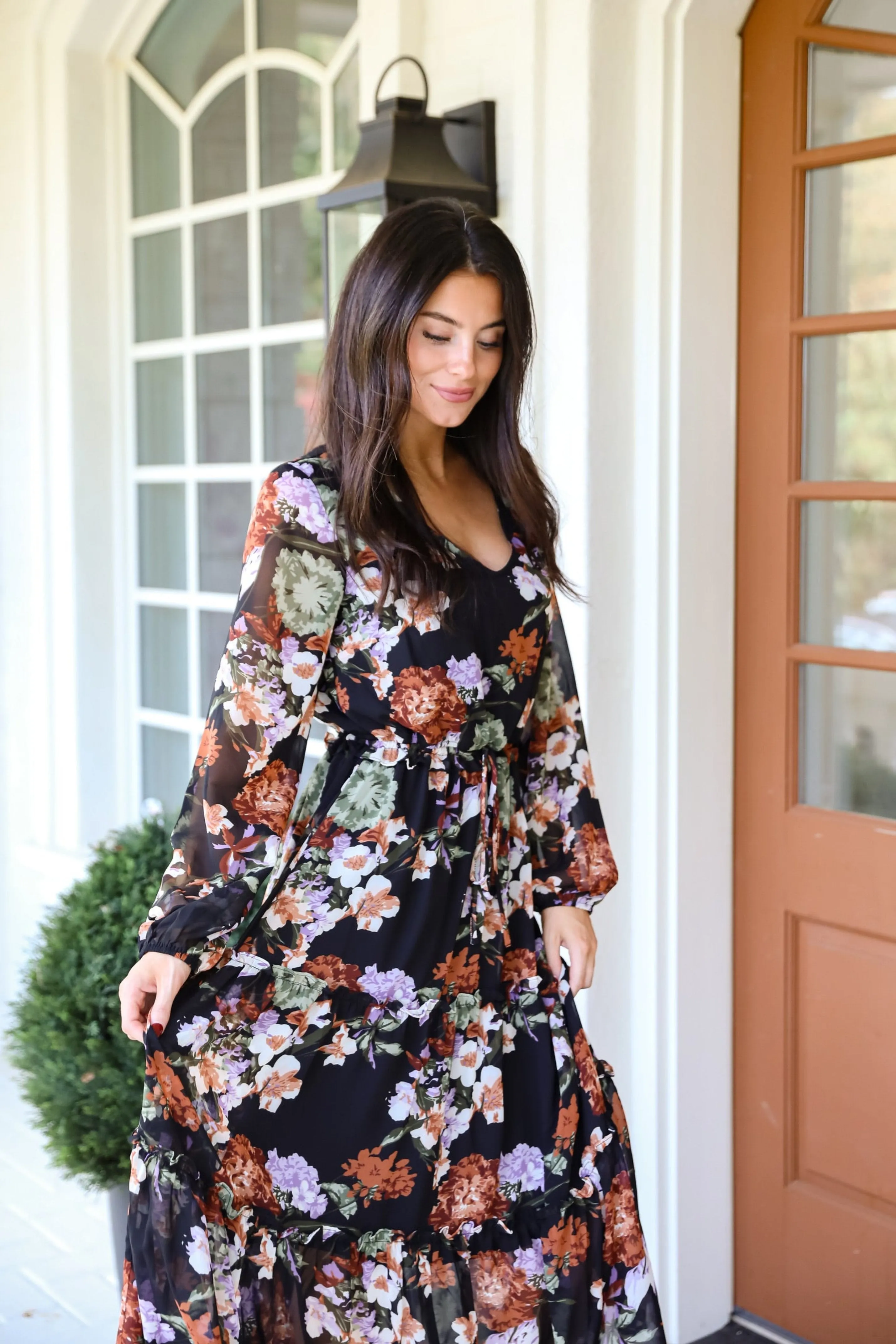 FINAL SALE - Prepared To Impress Black Floral Midi Dress