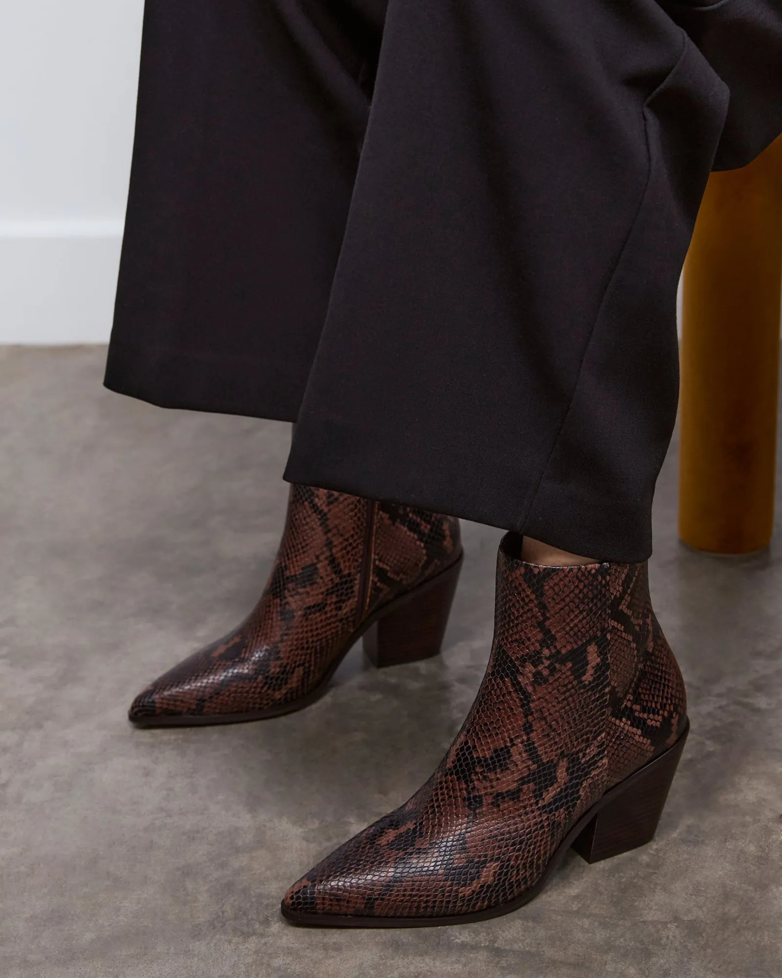 FREDDIE MID ANKLE BOOTS DARK SNAKE PRINT LEATHER