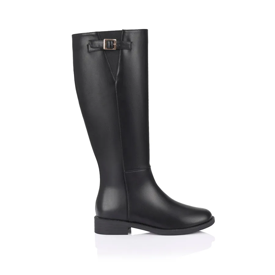 Garfield Flat Knee High Boots - Black