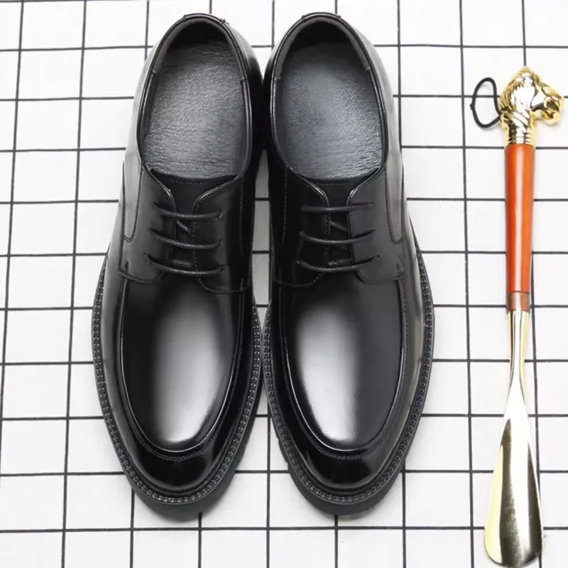 Genuine Leather Heels Men Dress Shoes