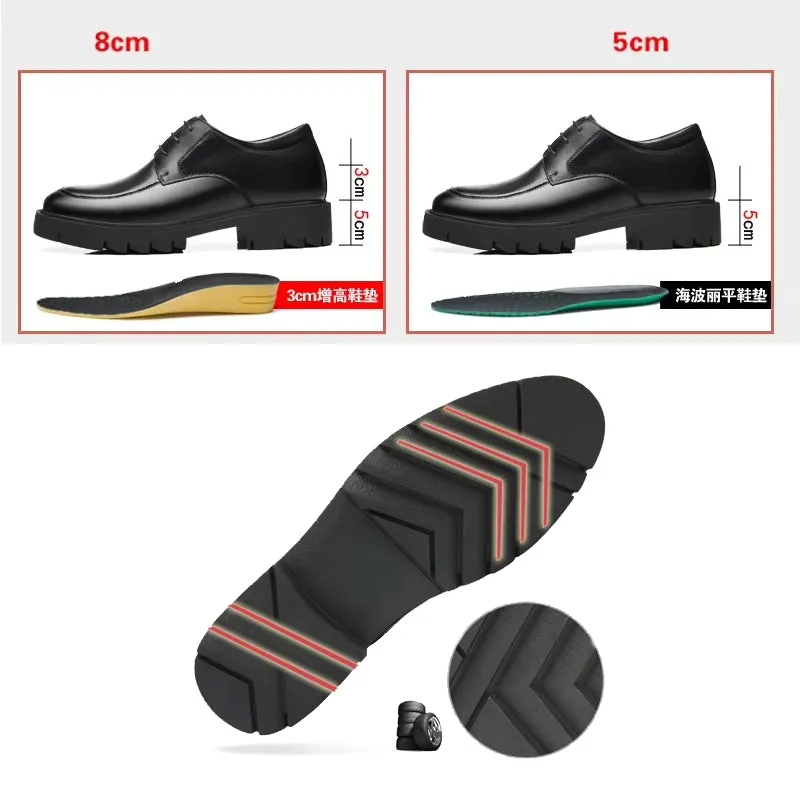 Genuine Leather Heels Men Dress Shoes