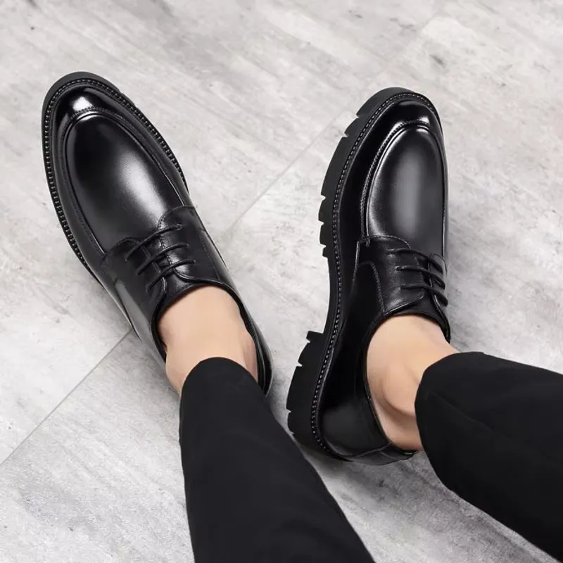 Genuine Leather Heels Men Dress Shoes