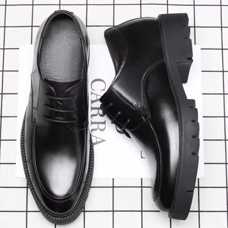 Genuine Leather Heels Men Dress Shoes