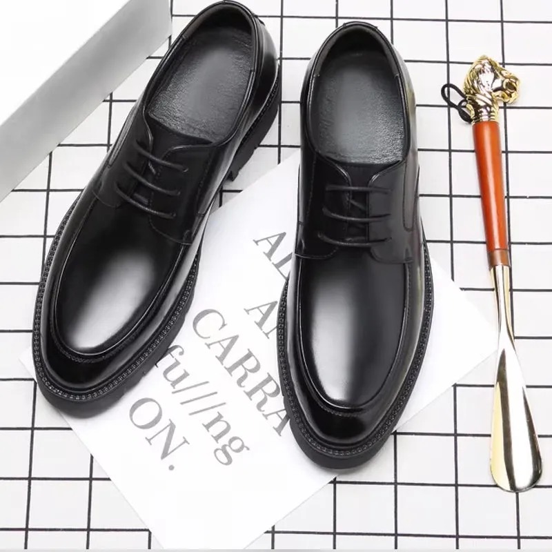 Genuine Leather Heels Men Dress Shoes