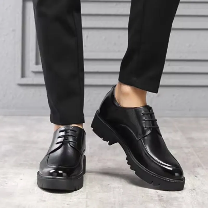 Genuine Leather Heels Men Dress Shoes