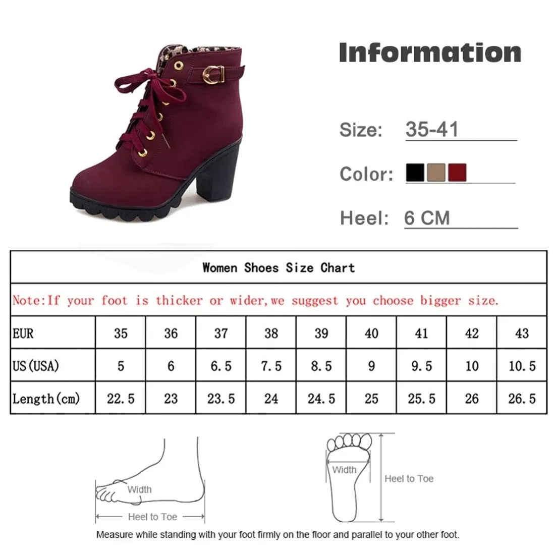 High Heels Thick Heel Short Boot 6cm