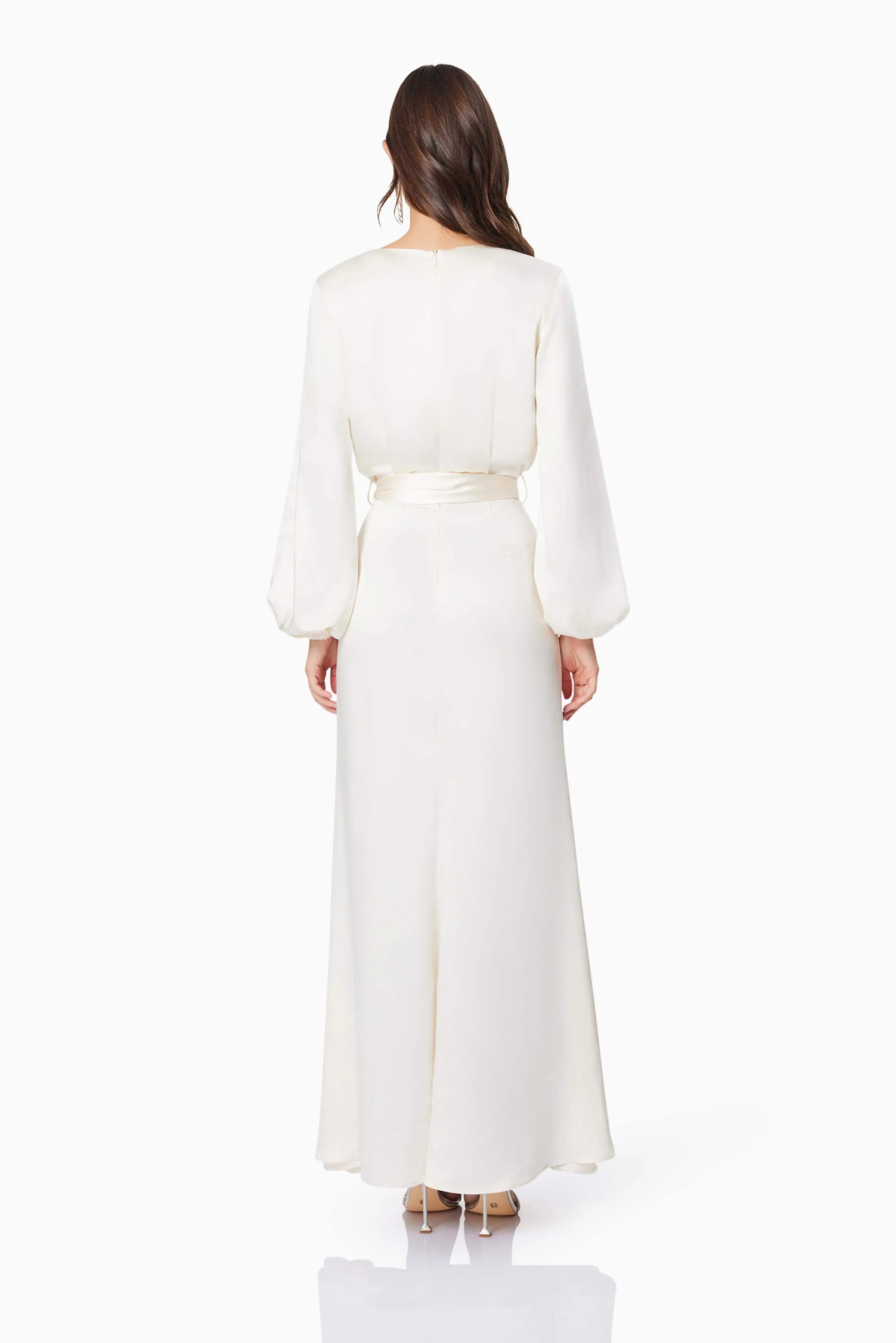 Kai V Neck Tie Maxi Dress In White