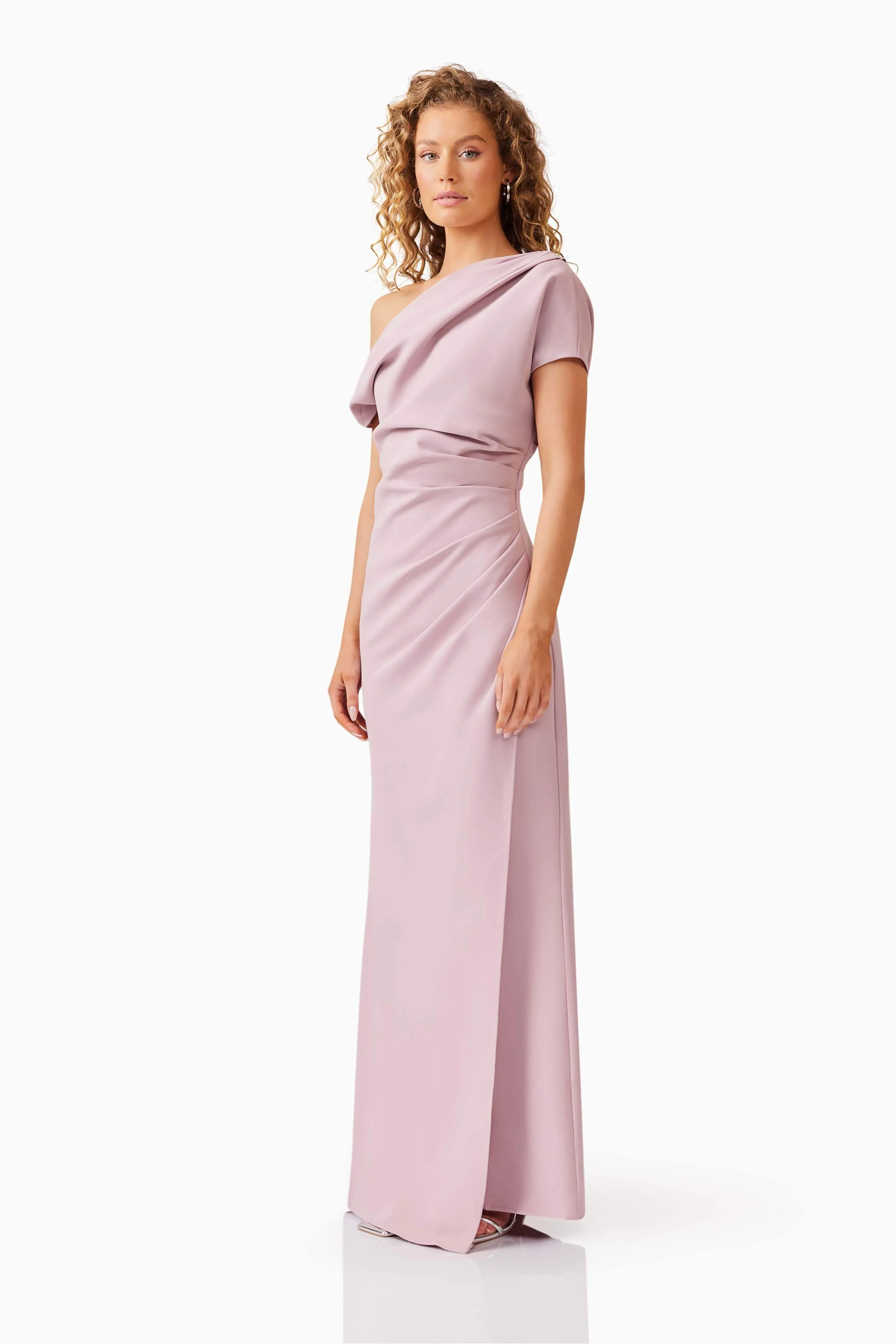 Kourtney Asymmetrical Maxi Dress in Pink