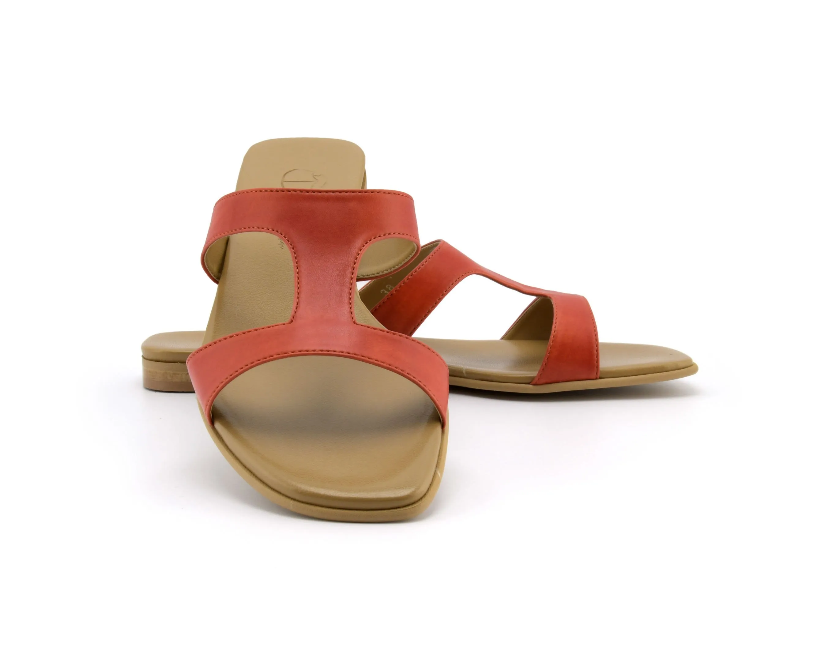 Letizia Women's Vegan Nappa Leather Slip On Sandal | Burnt Orange