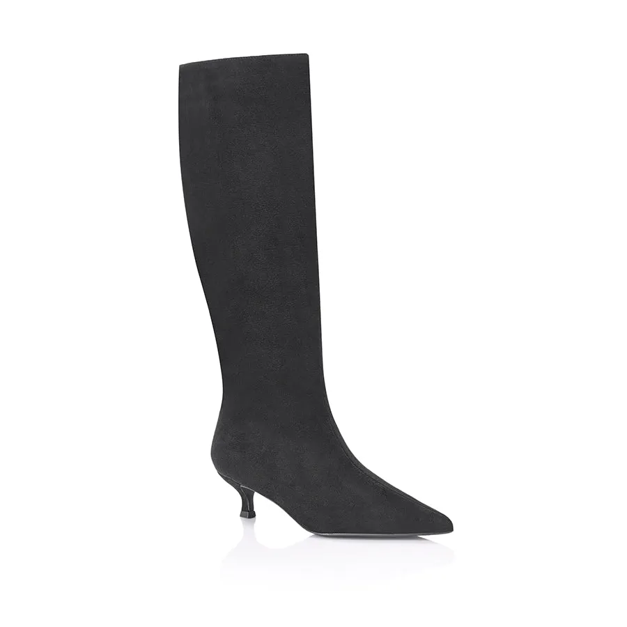 Lucila Knee High Boots - Black Micro