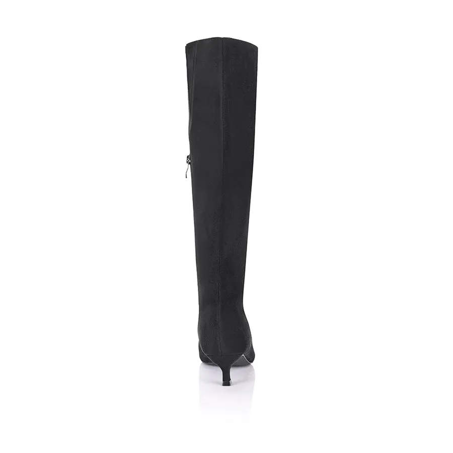 Lucila Knee High Boots - Black Micro