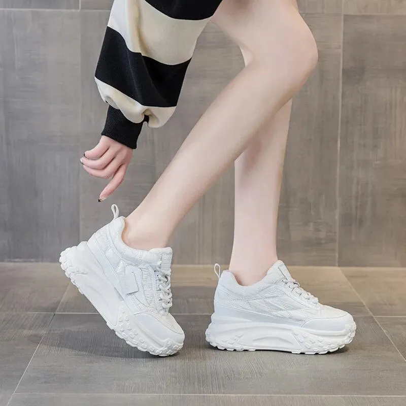 Luxury Silver Increases Height Sneakers Women Shoes