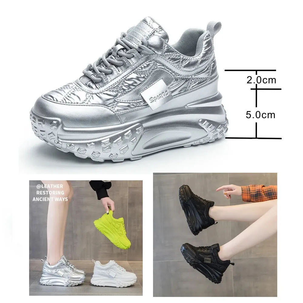 Luxury Silver Increases Height Sneakers Women Shoes
