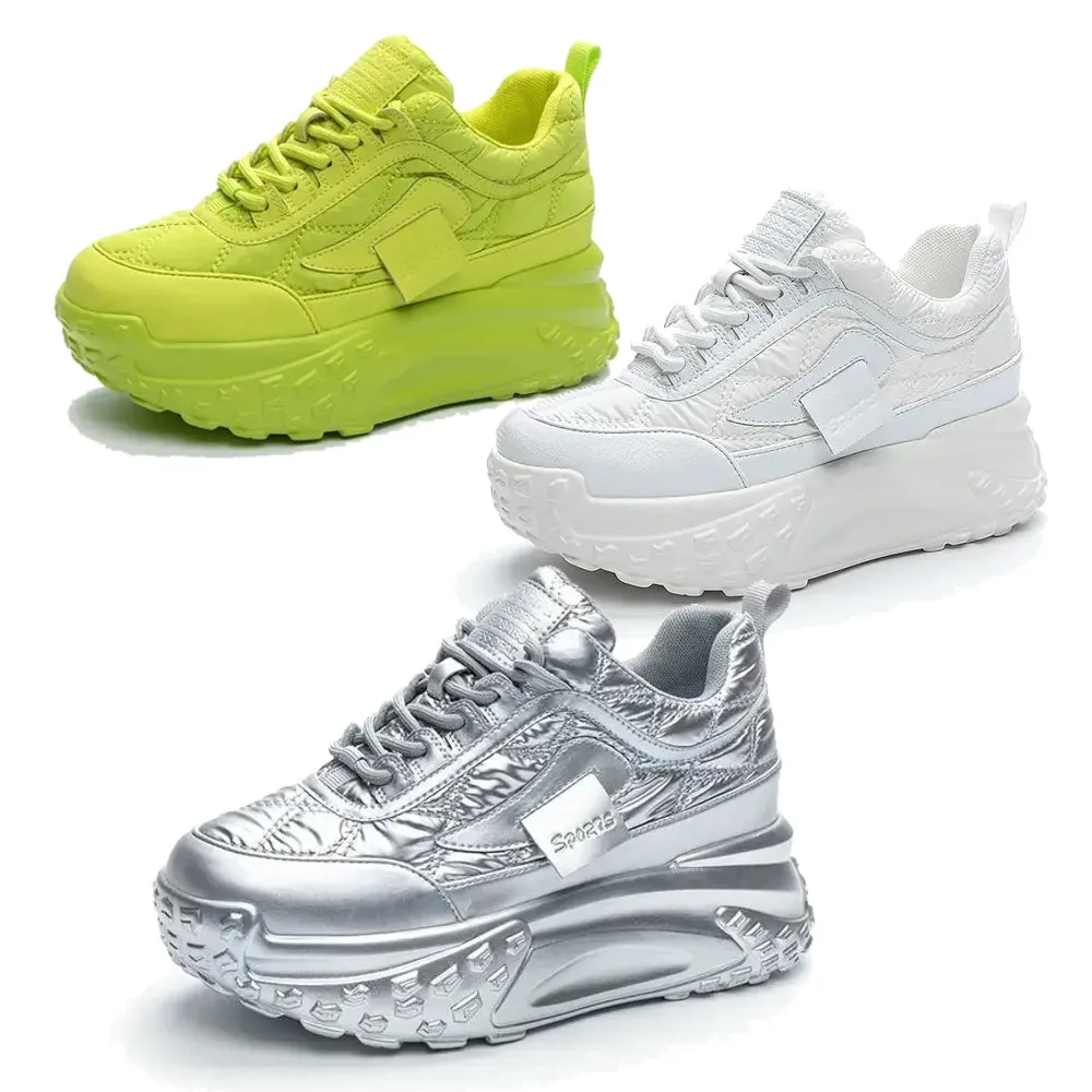 Luxury Silver Increases Height Sneakers Women Shoes