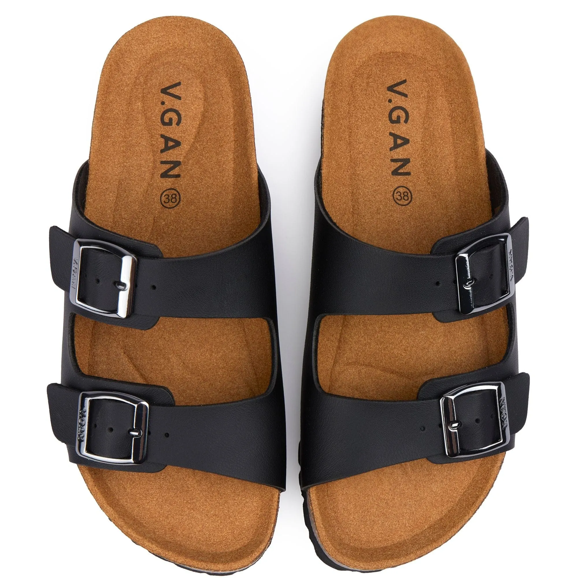 Mango Women's Vegan Comfort Footbed Sandals | Black