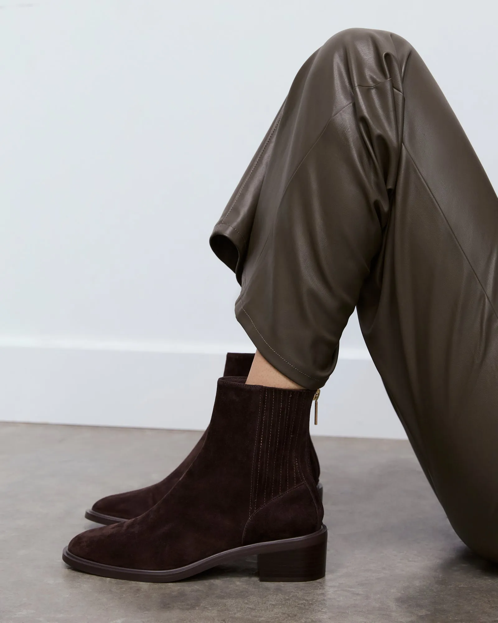 MASON FLAT ANKLE BOOTS BITTER CHOC SUEDE