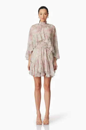 Monica Cape Mini Dress in Floral