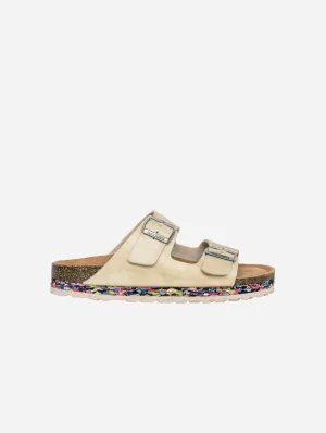Nuo Recycled Flipflop & Cork Buckled Sandals | Pebble
