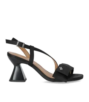 Satin Black Heeled Sandal