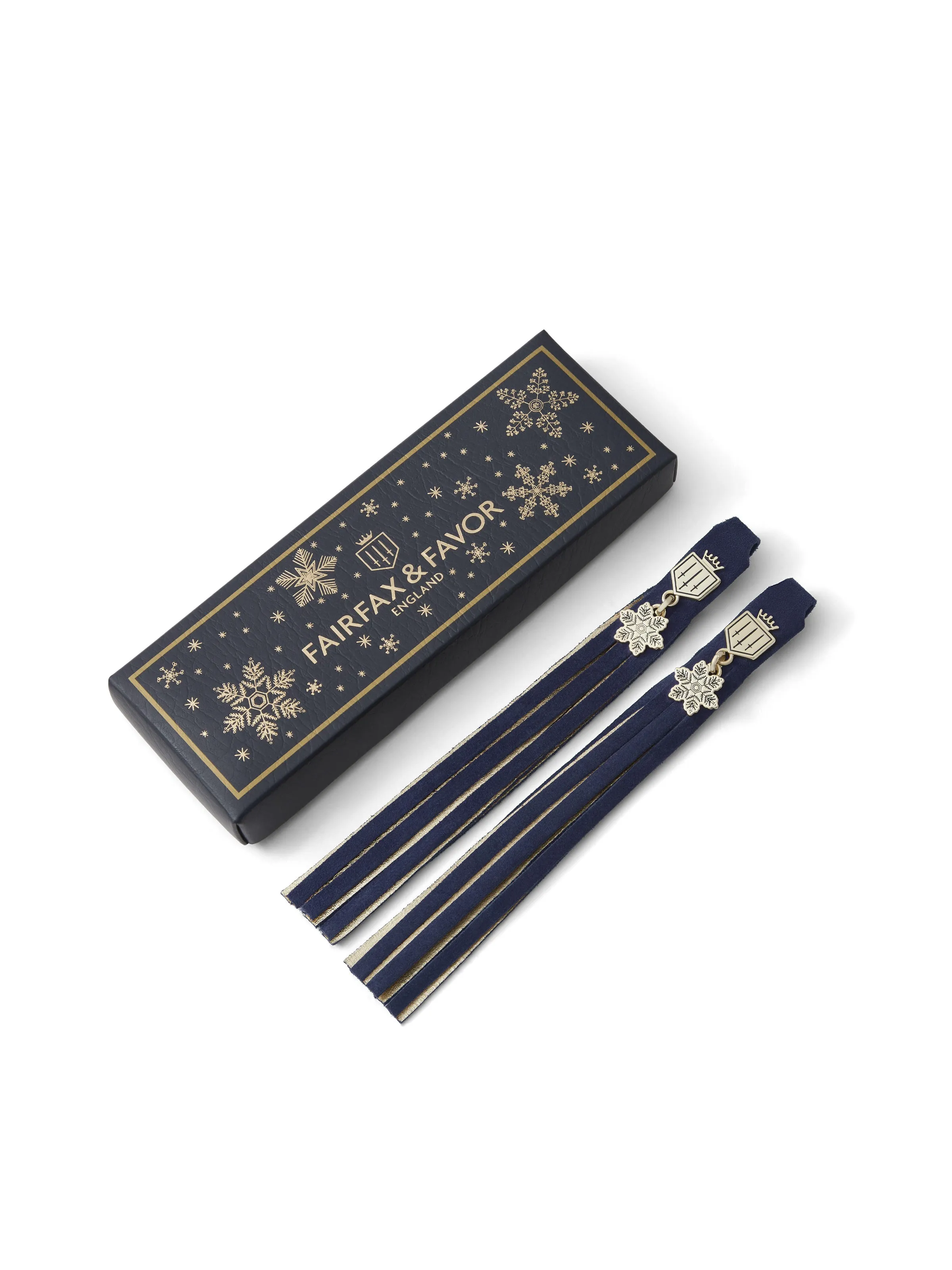 Suede Boot Tassels - Snowflake Charm Navy & Gold