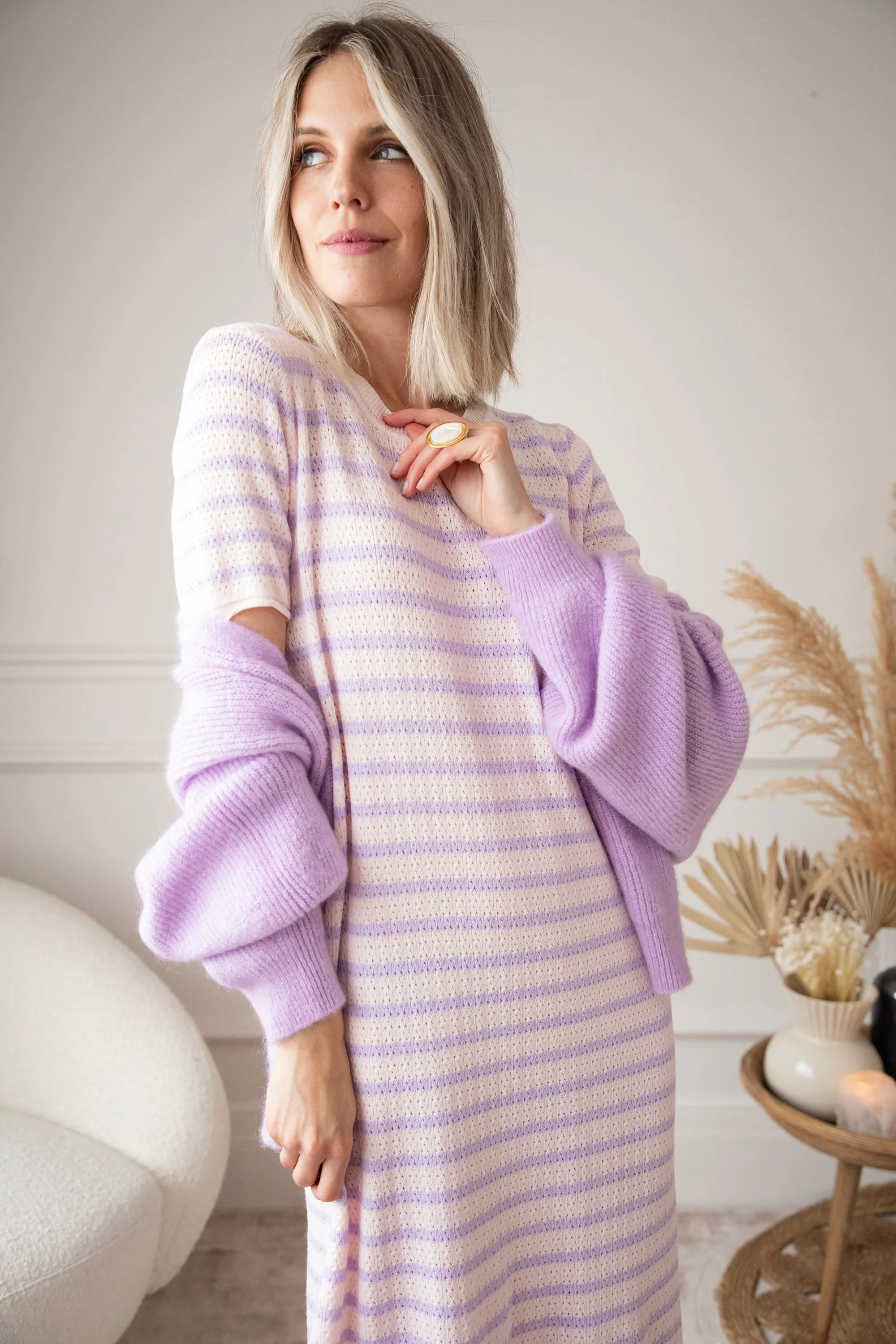 Sunny Sya Stripe Soft Pink/Lila - Jurk
