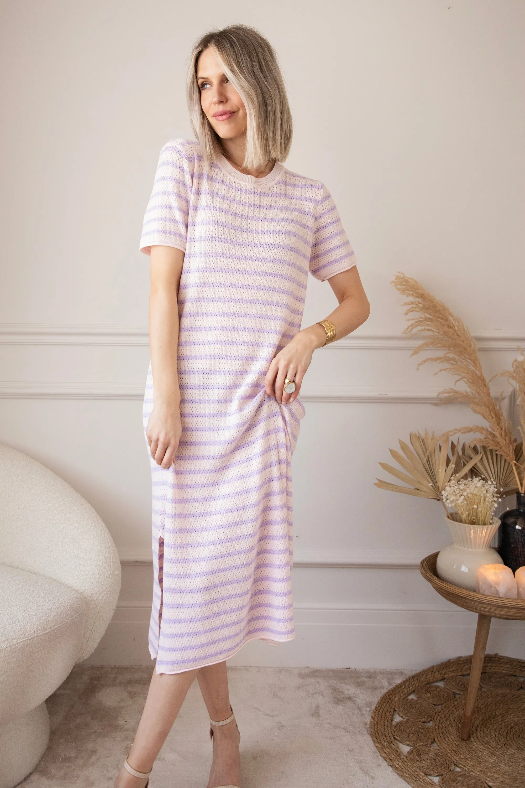 Sunny Sya Stripe Soft Pink/Lila - Jurk