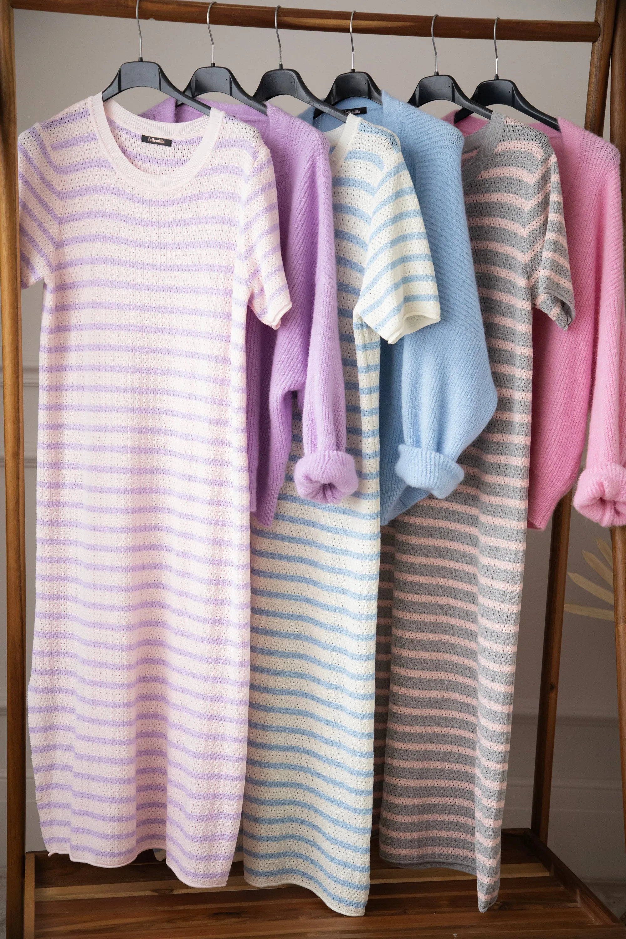 Sunny Sya Stripe Stone/Pink - Jurk