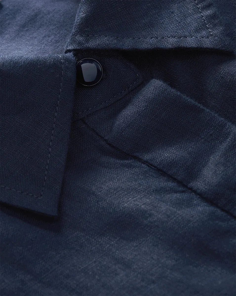 Veronica Beard - Loreta Belted Linen Dress in Navy
