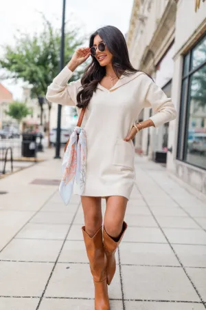 What It Seems Ivory Collared Sweater Dress FINAL SALE