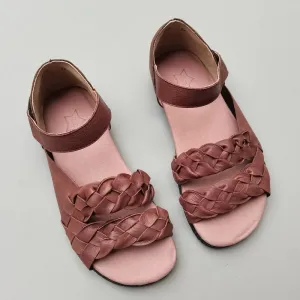 Women Summer Vintage Genuine Cowhide Soft Sole Woven Sandals