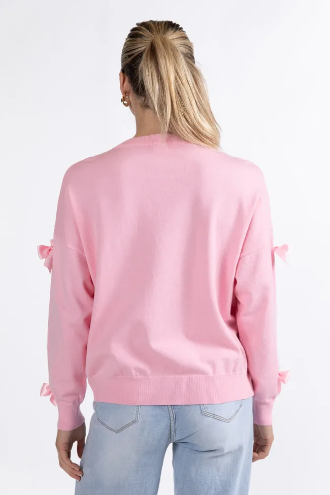 World Class Pink Bow Embroidered Sweater FINAL SALE